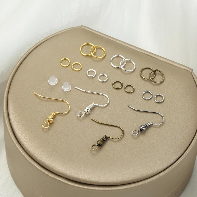 Nkwuire 4 Colors Earring Hooks, 890 Pcs Earring Making Supplies Kit with Hypoallergenic Ear Wires Hooks, Open Jump Rings and Earring Backs for Jewelry Making Findings - Image 4